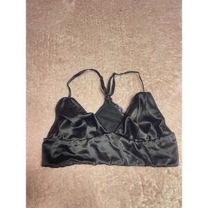 Victoria's Secret Satin Black‎ Bralette Lined Cup Size M NWOT